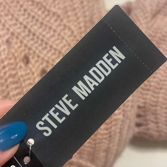 STEVE MADDEN women’s blush pink turtleneck sweater poncho open arms OSFit most - Picture 11 of 13